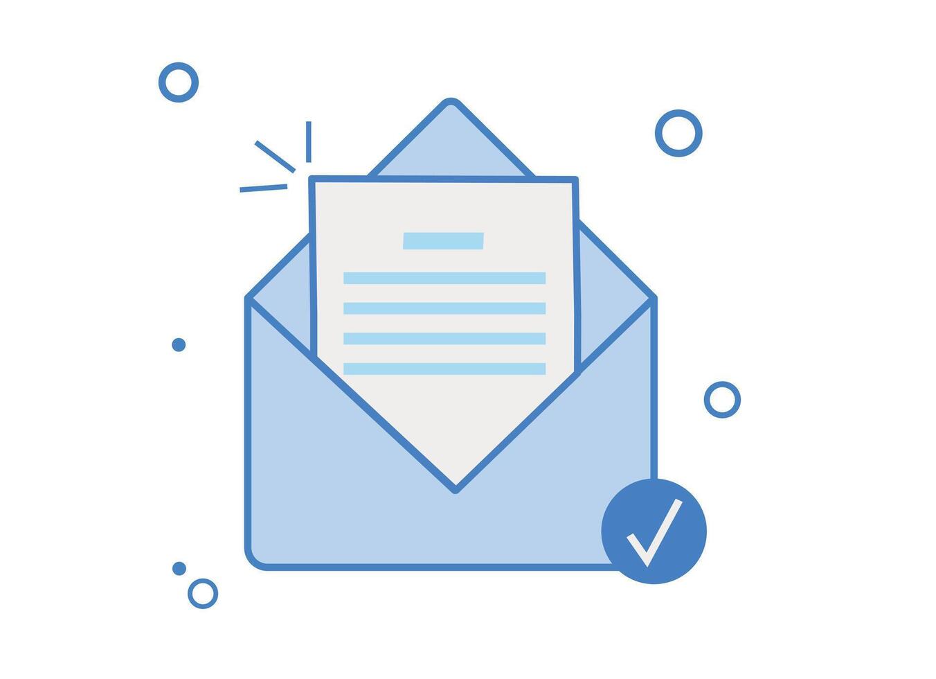 llustration of an email message sent icon featuring an envelope with a check mark vector