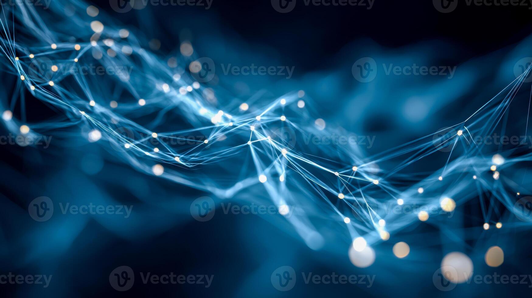 Abstract digital network with glowing interconnected points and lines photo