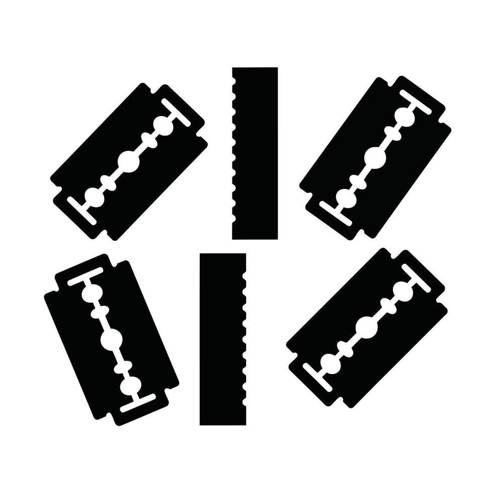 Sharp Razor Blades Scattered on White Background A Bold, Graphic Design of Danger and Precision vector