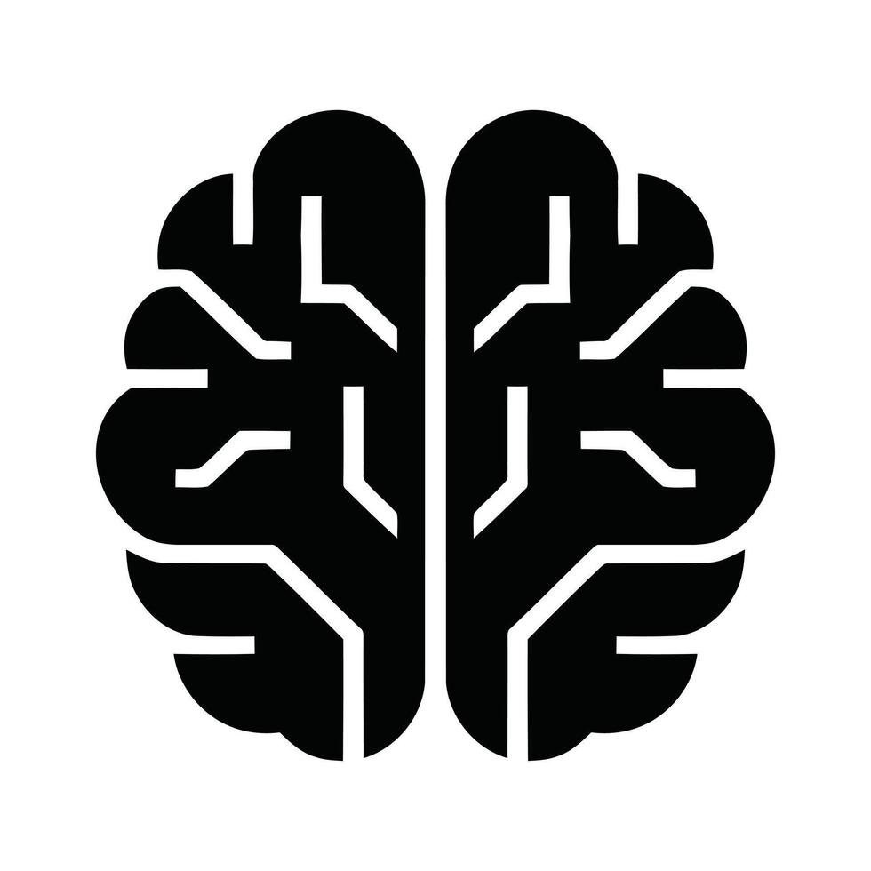 Minimalist Black and White Brain with Circuit-Inspired Design Artificial Intelligence and Neural Network Concept Illustration vector