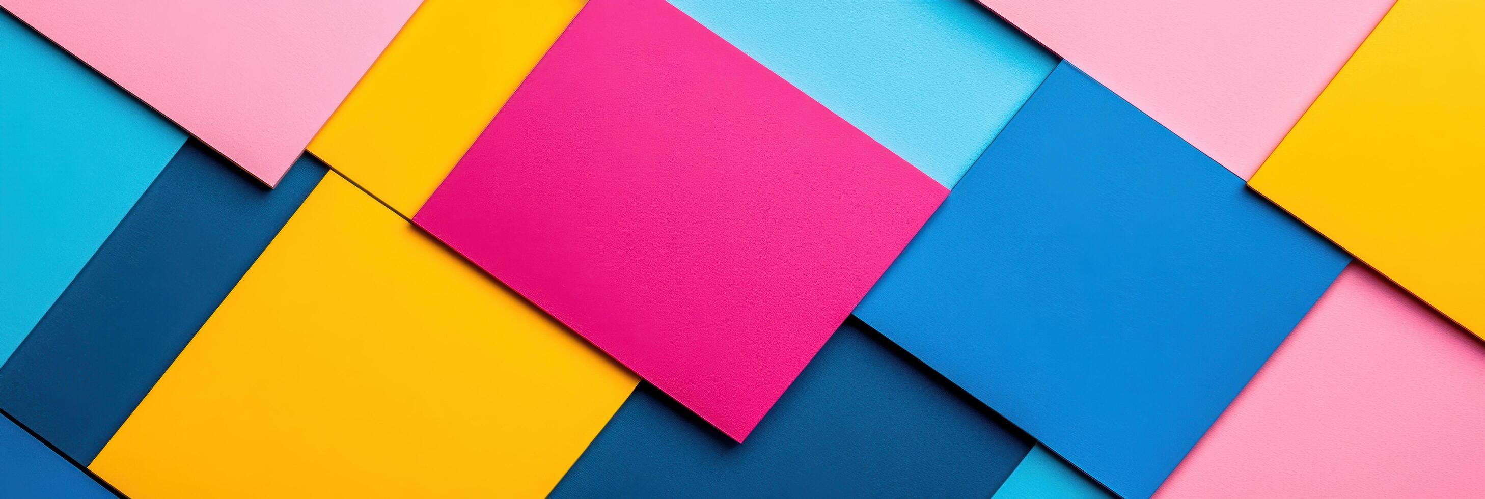 Colorful arrangement of overlapping paper sheets in vibrant hues for artistic projects photo