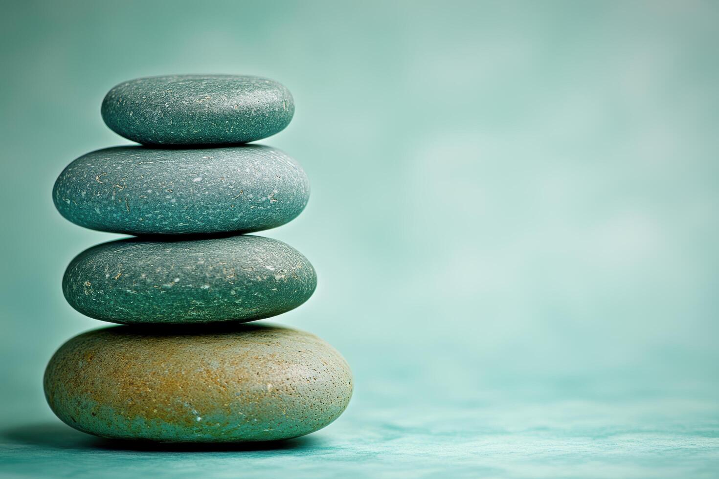 Stacked smooth stones creating a tranquil and balanced composition on a serene background photo