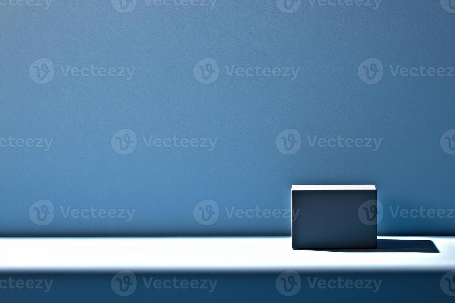 Minimalist composition with a cube on a ledge under diffused light during afternoon photo