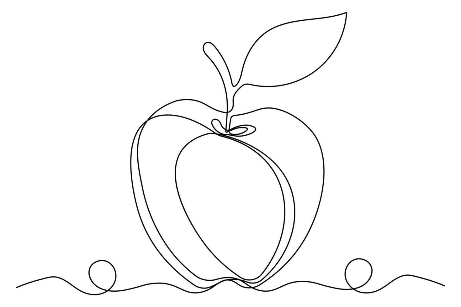Apple continuous one line drawing minimal style simple outline fruit illustration vector