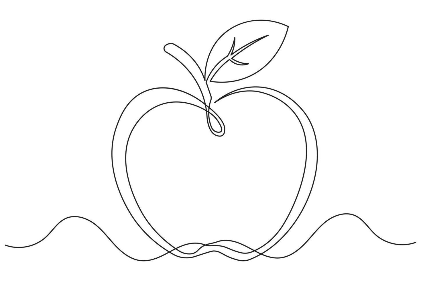 Apple minimal one line drawing isolated outline simple fruit continuous artwork vector