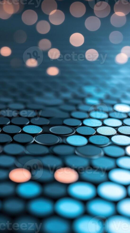Abstract circular pattern background with blue color and bokeh light effect photo