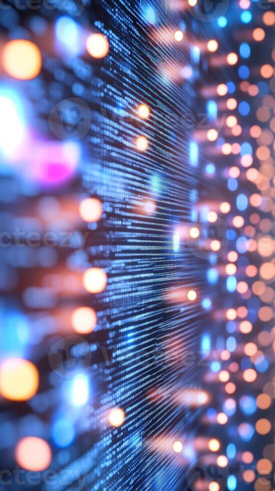 Abstract data stream background with glowing lights and dynamic lines photo