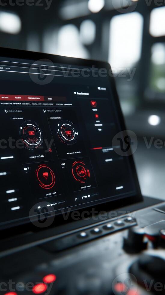 Advanced user interface on computer screen with data visualization photo
