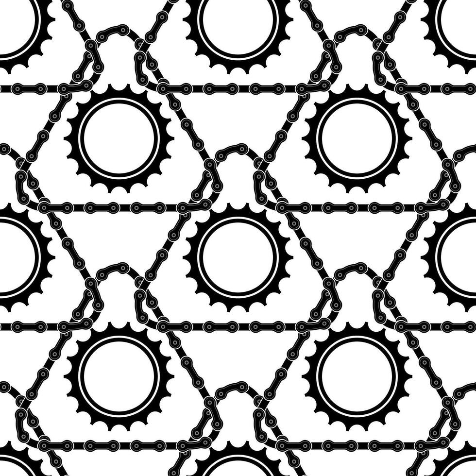 Different Bicycle Chain Frames Seamless Black Pattern Isolated on White Background vector