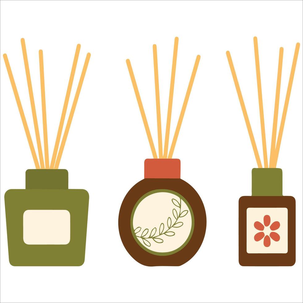 Essential oil diffuser set modern aromatherapy device vector