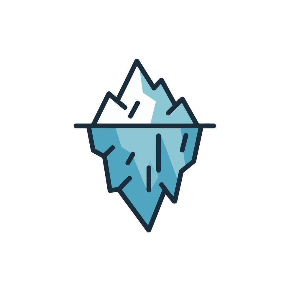 Striking Iceberg Illustration Exploring Hidden Depths and Environmental Concerns with Sharp Lines and Cool Tones vector
