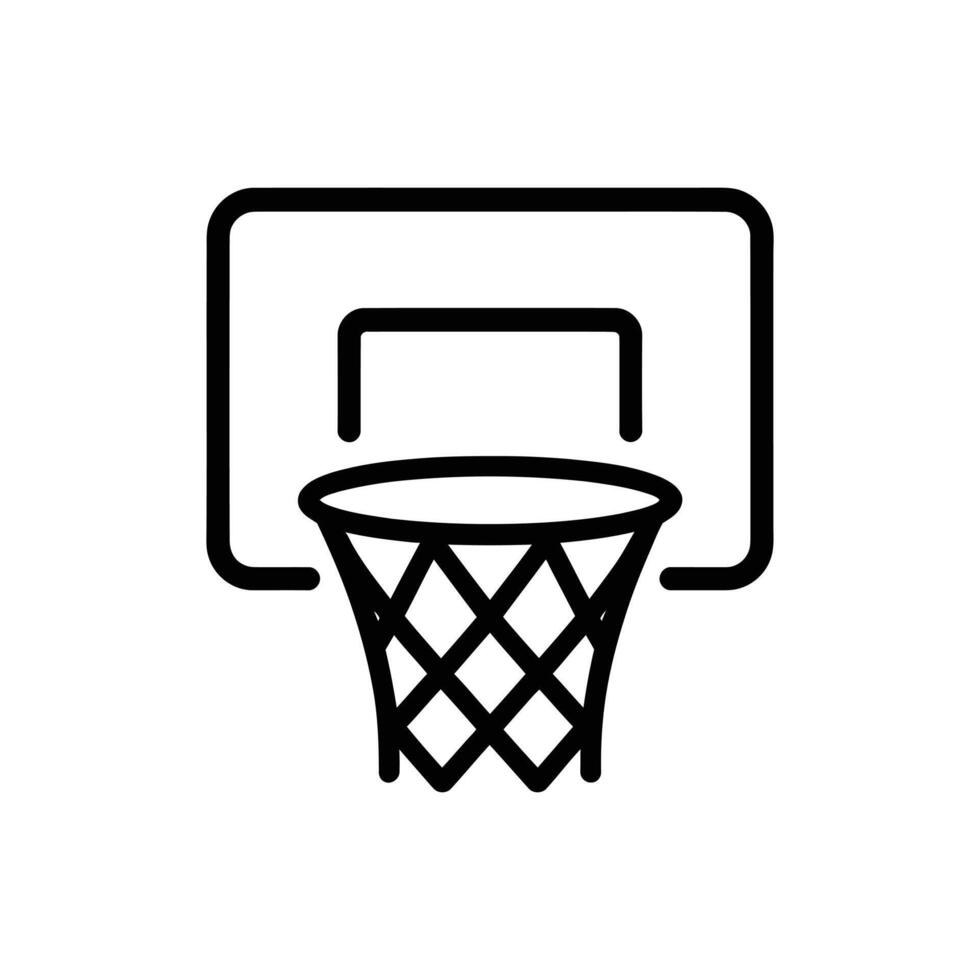 Black outline of a basketball hoop with net isolated on white background vector