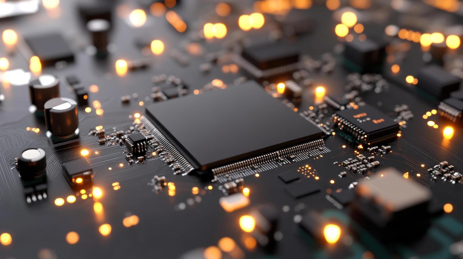 Modern electronic circuit board microchip technology engineering computing hardware photo