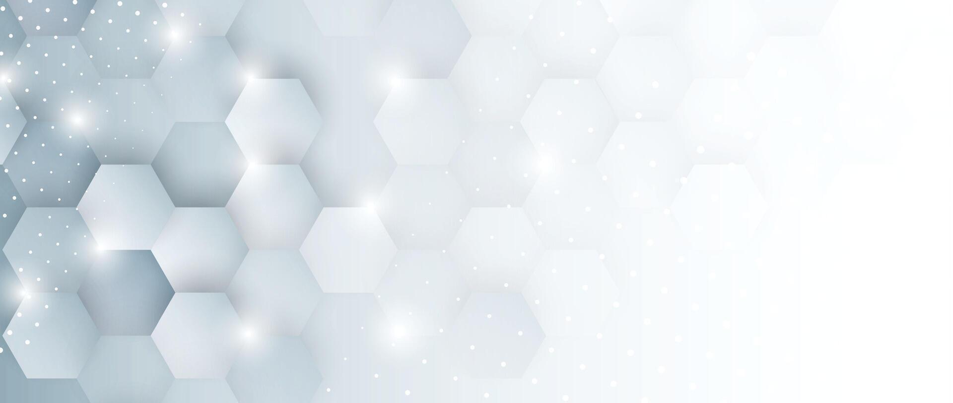 abstract hexagon background with white lights vector