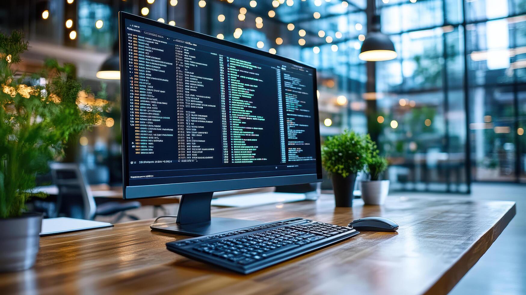 un computadora monitor con un código en eso foto