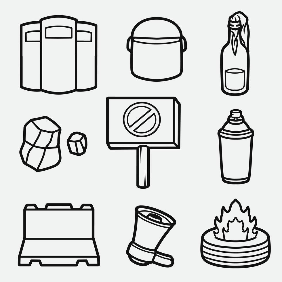 set of demonstration with outline style good for icon, symbol, element design, coloring book, etc vector
