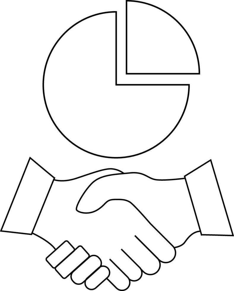 shaking hands icon and pie chart icon with white background vector