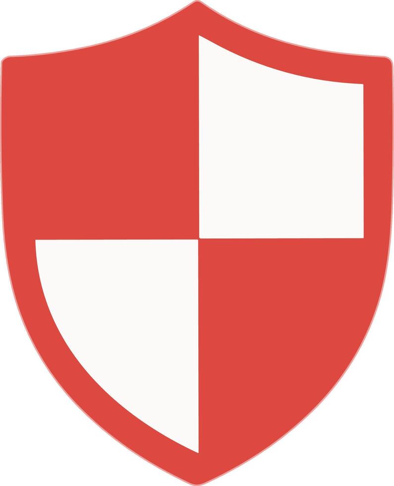 Flat Geometric Red Shield Icon with Quadrants Sign Shape Element vector