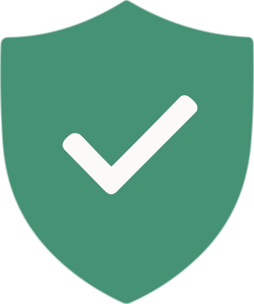 Simple Flat Style Shield with Check Mark Icon Secure Protection vector