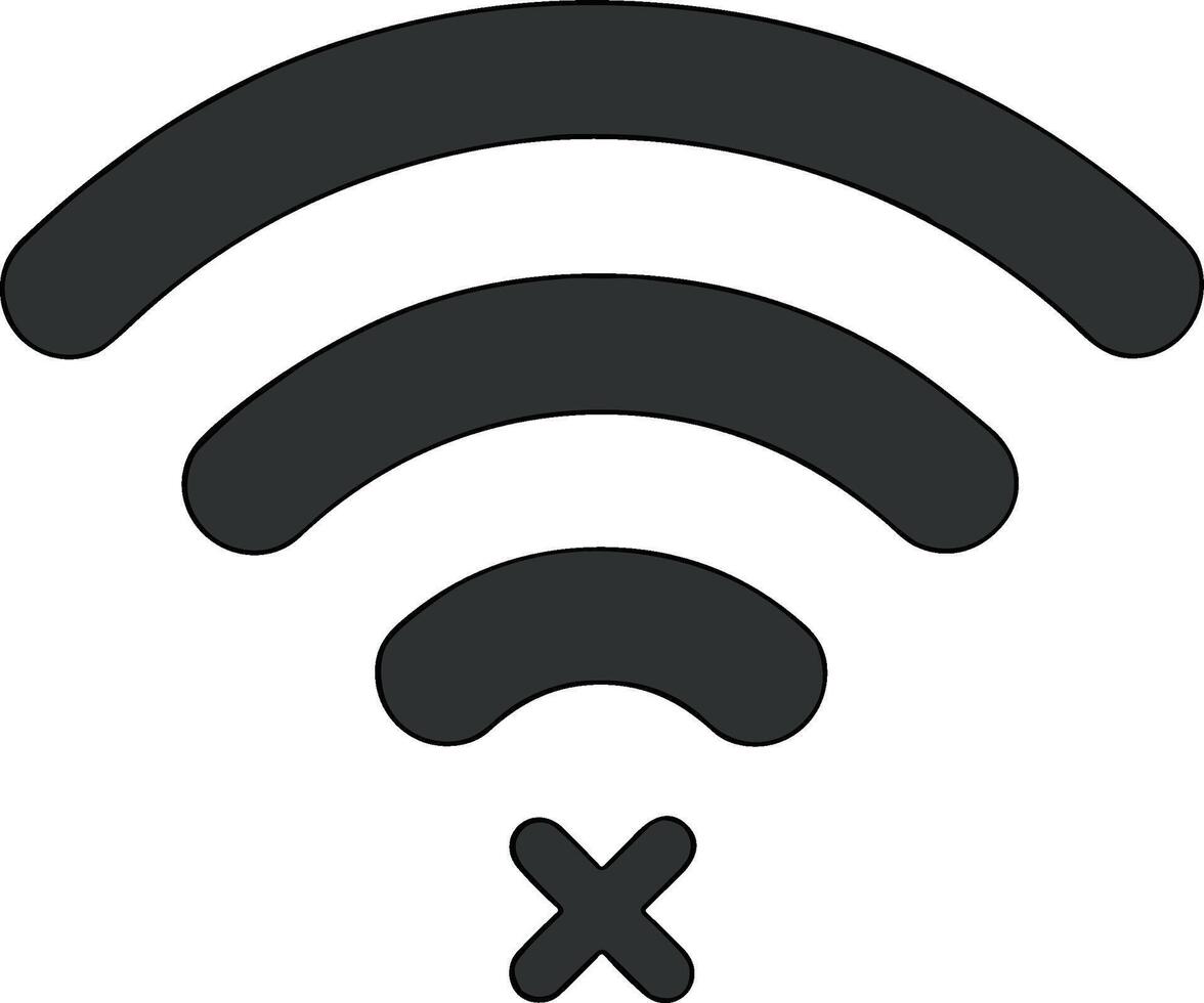Simple Outline Signal Strength Indicator No Connection Icon Graphic Element vector