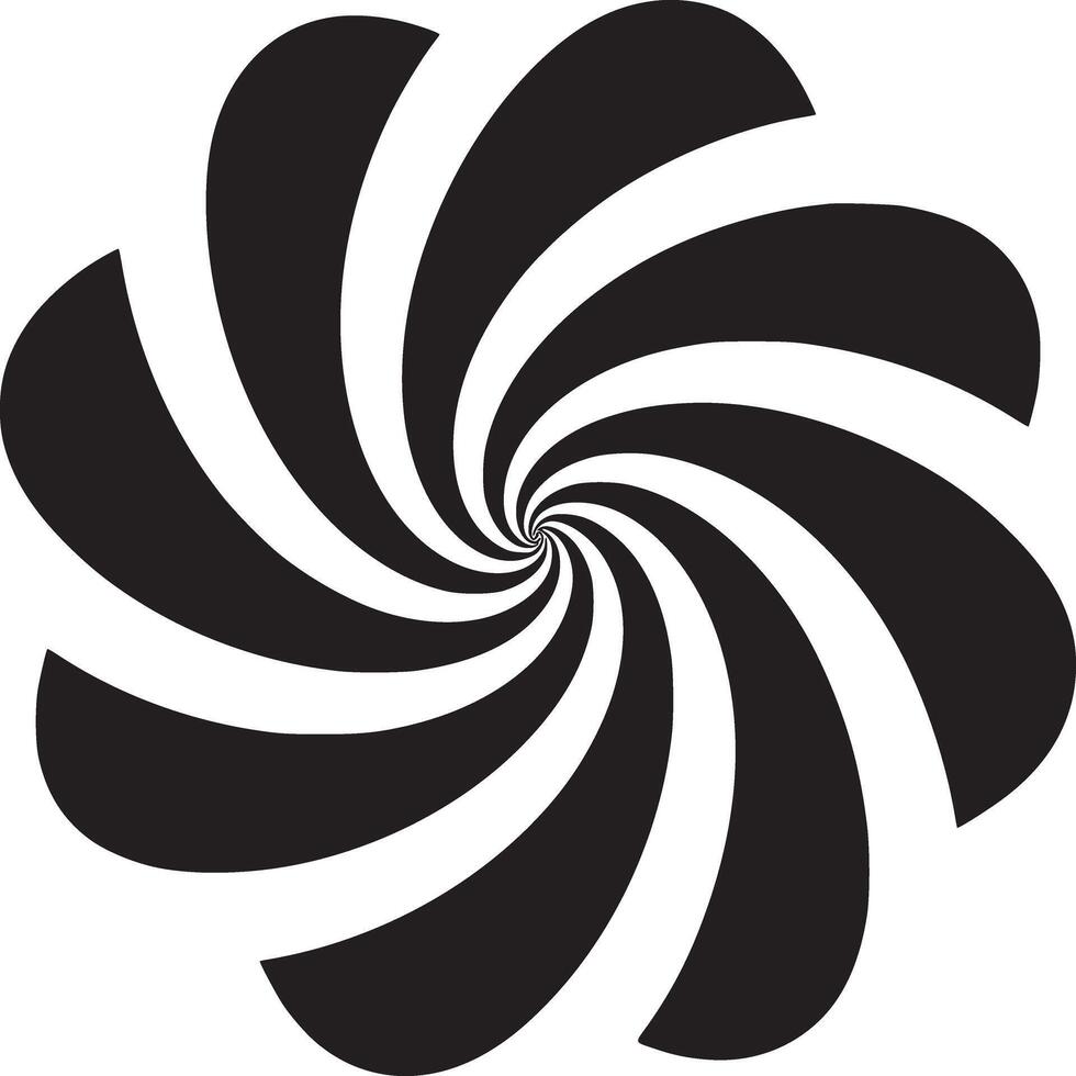 Abstract swirl pattern with alternating black and white curved shapes in a circular arrangement vector