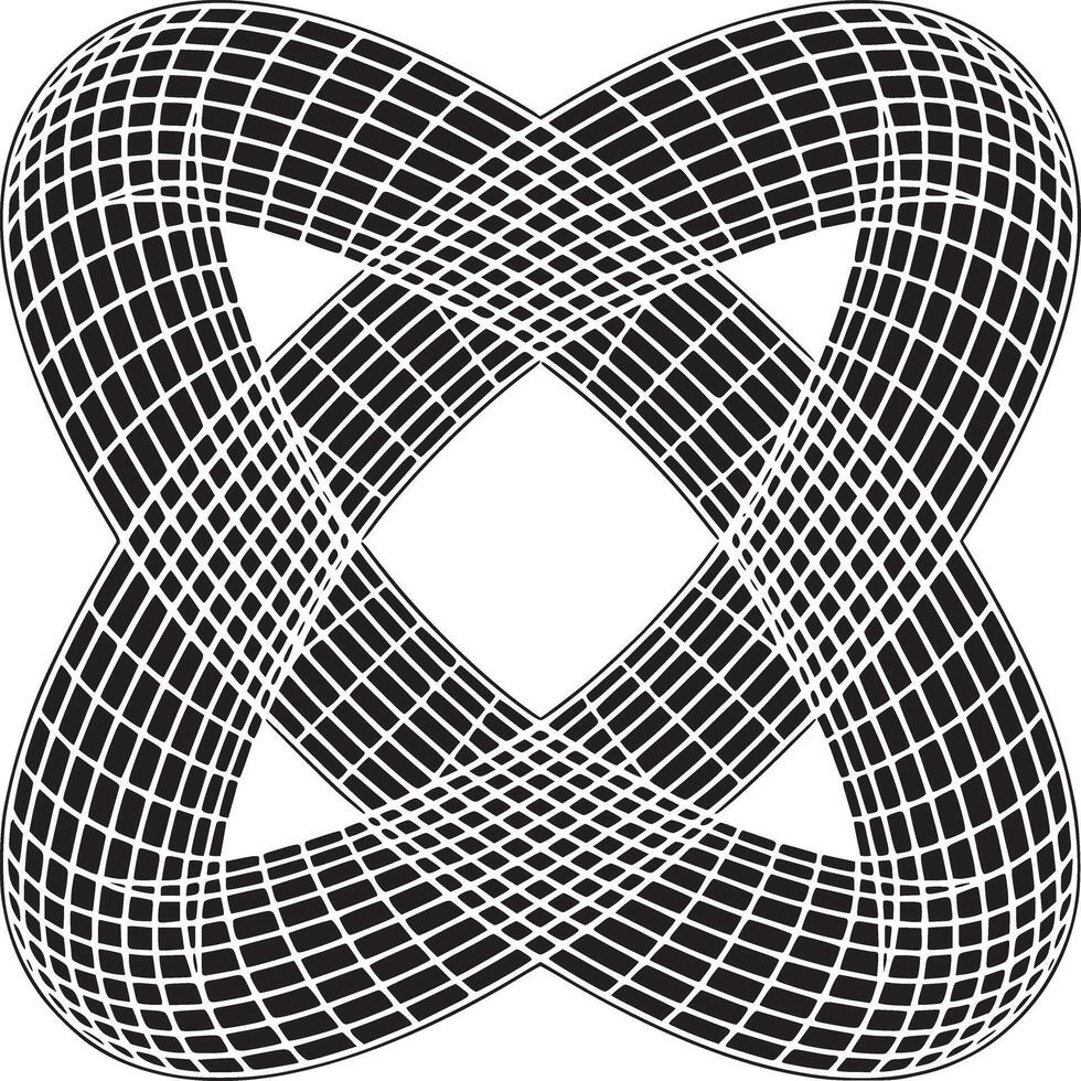 Abstract design featuring a black and white grid pattern forming an infinity loop on a white background vector