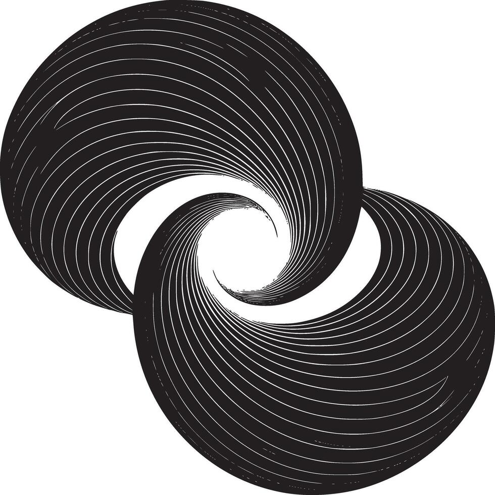 Abstract black and white circular design with swirling lines creating a vortex optical illusion effect vector
