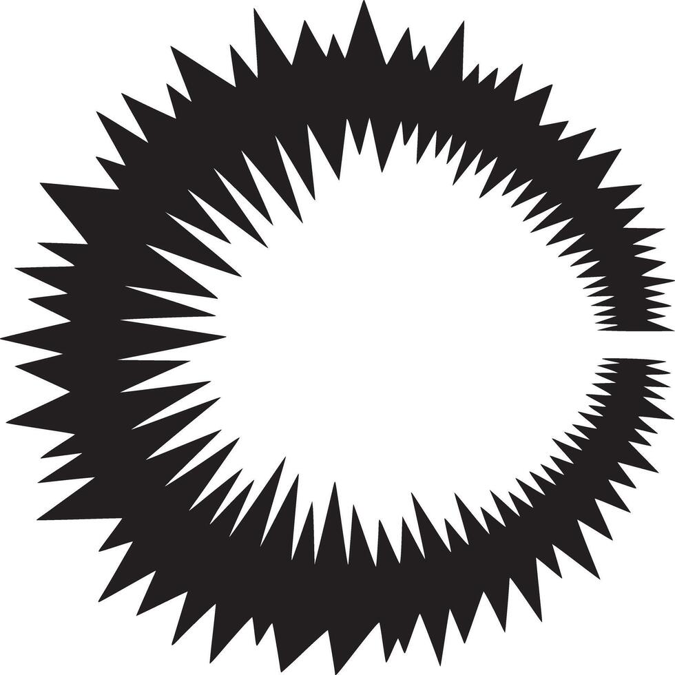 Abstract black and white image of a circular shape with sharp triangular edges against a white background vector