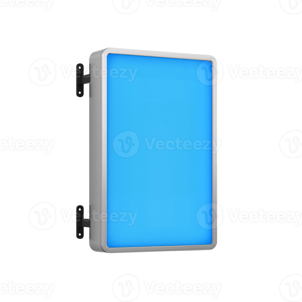 Illuminated rectangular signage mockup for branding or advertisement presentations with ample png