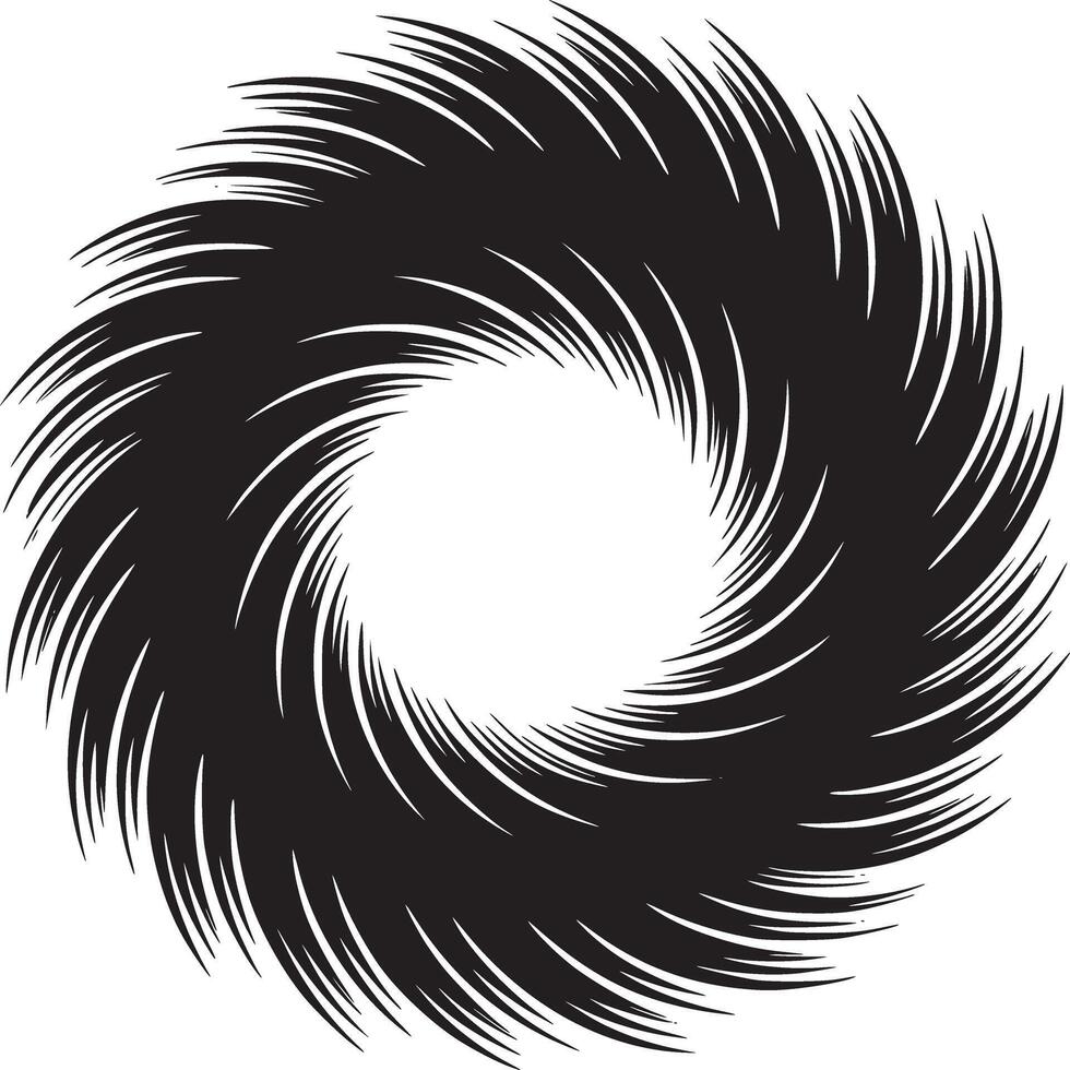 Circular black and white pattern with radiating lines forming a vortex like design on white background vector
