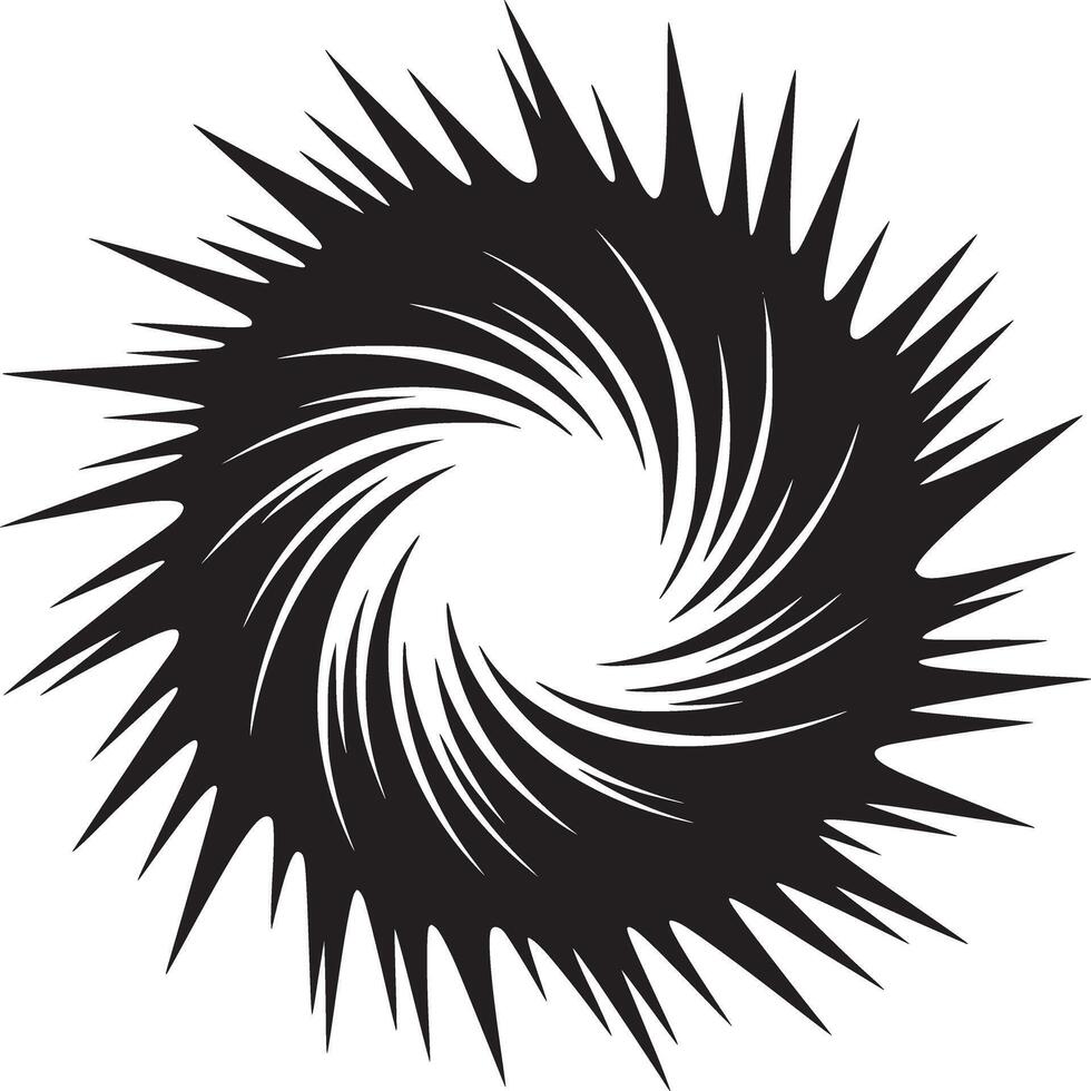 Abstract monochrome vortex with sharp edges spiraling inward on a white background illustration vector
