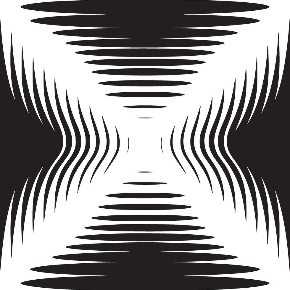 Abstract black and white pattern with horizontal lines and curved vertical lines creating a shape vector