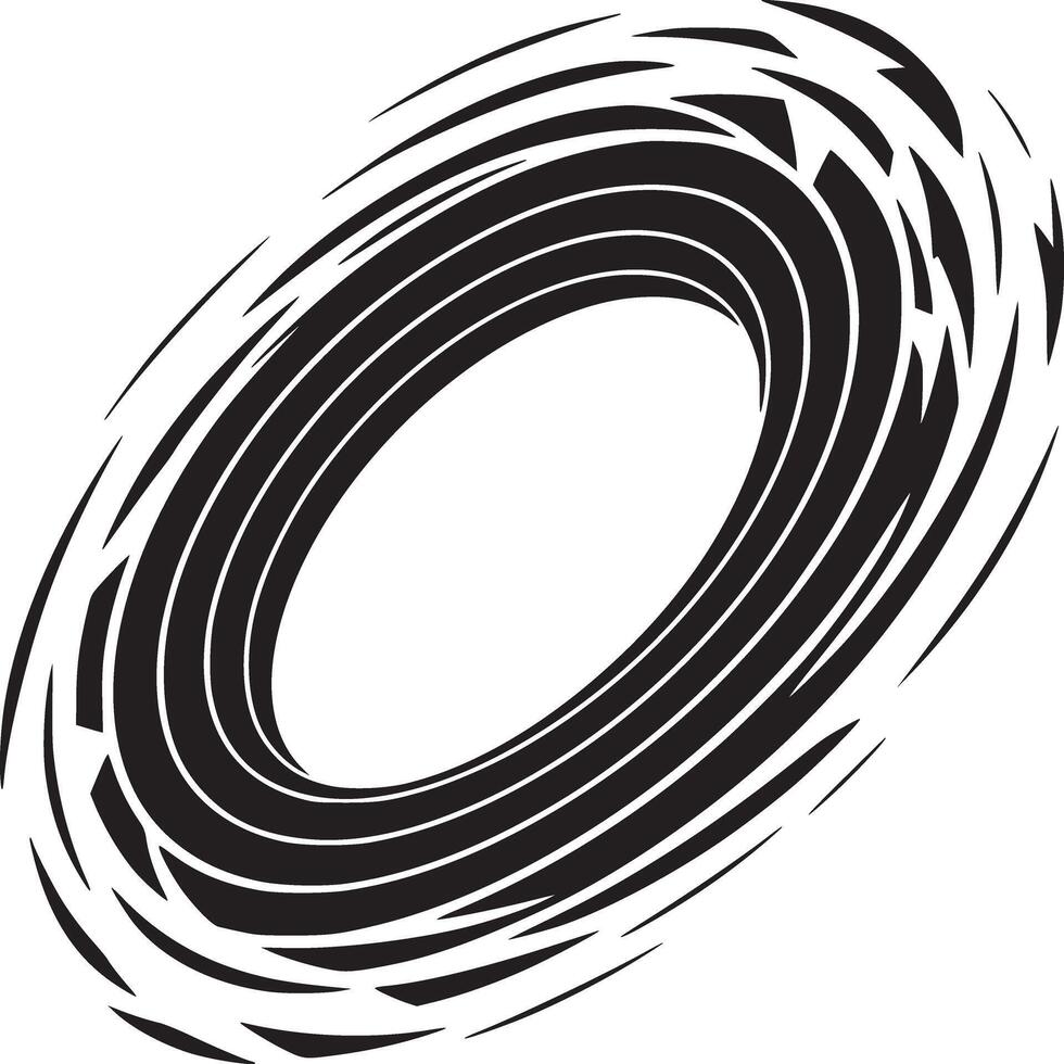 Abstract black and white vortex design with layered concentric oval shapes on a white background vector