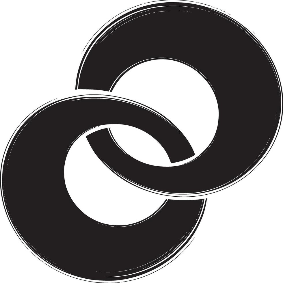 Two overlapping black circles with white background creating a simple graphic illustration design vector