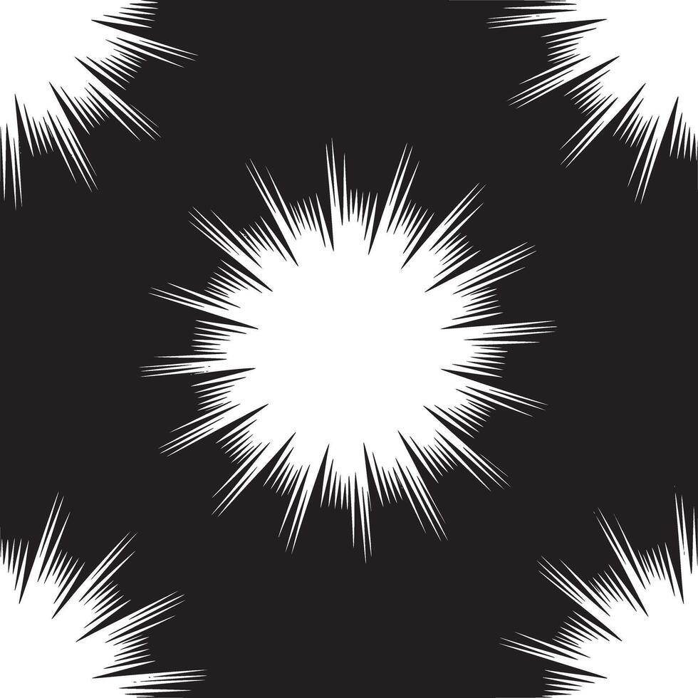 A black and white background with radial burst patterns emanating from multiple points in the image field vector