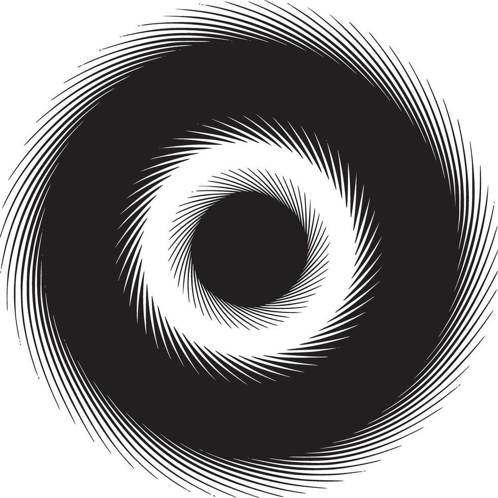 A swirling abstract pattern of black and white lines creating a vortex effect on a white background vector