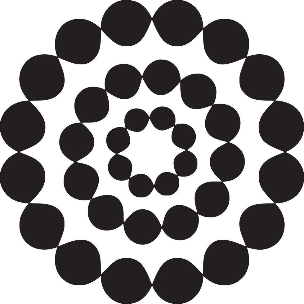 A concentric pattern of black circles on a white background creating a spiral effect illusion art vector
