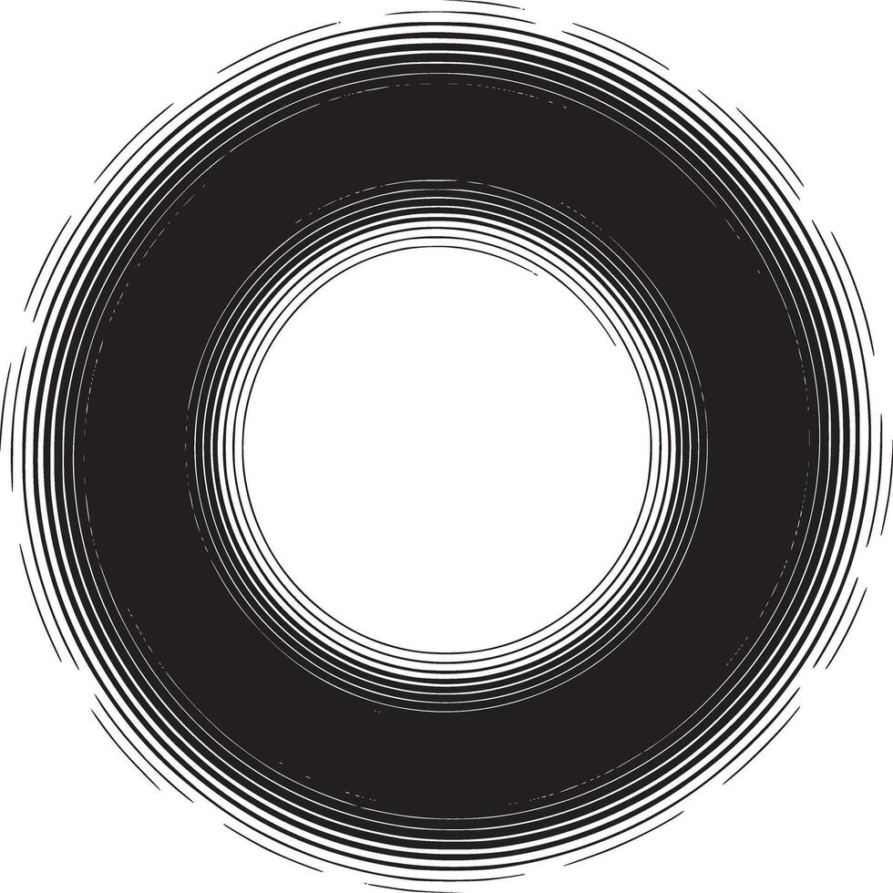 A black ring composed of many thin lines creating a circular shape on a white background space design vector