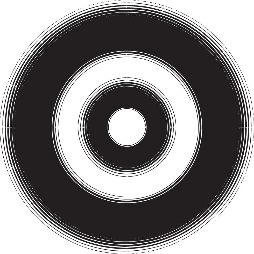 Circular pattern of concentric rings in black and white with radial lines on a white background vector