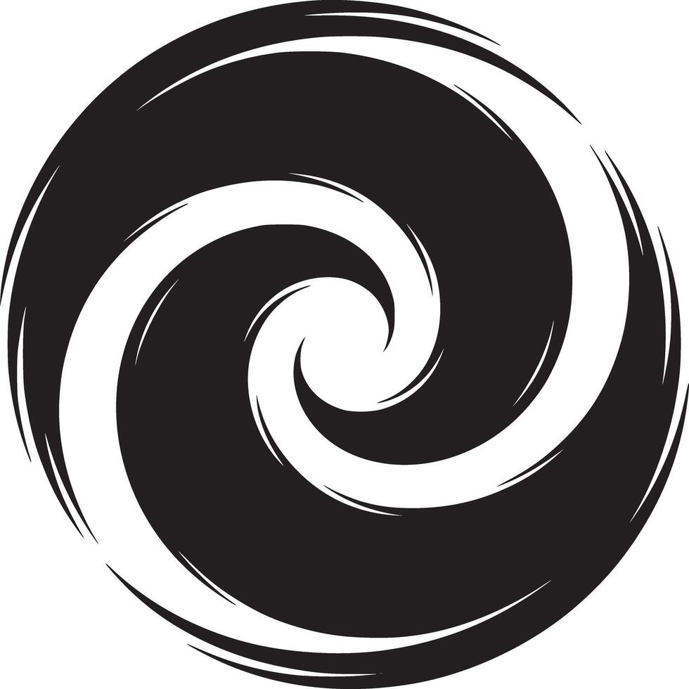 A graphic black and white circular design with a swirling vortex pattern in the center of the image vector