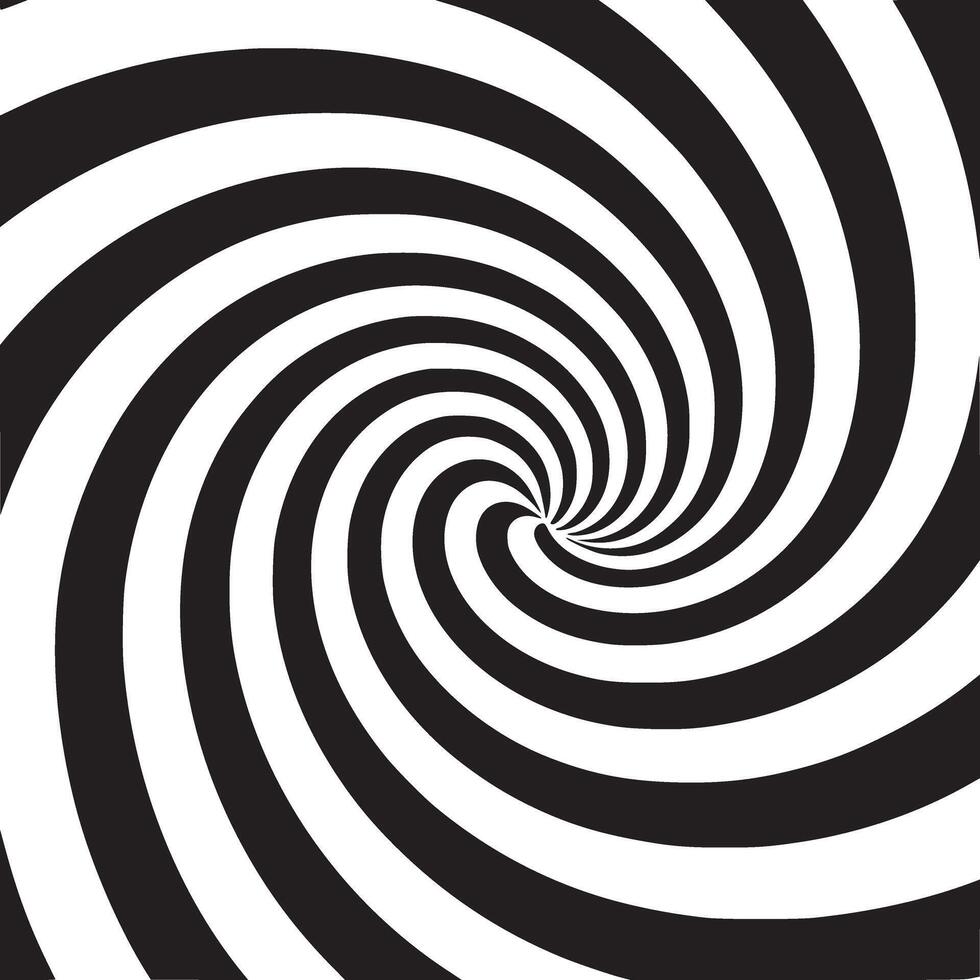 A hypnotic spiral pattern of alternating black and white lines converging to the center point of image vector
