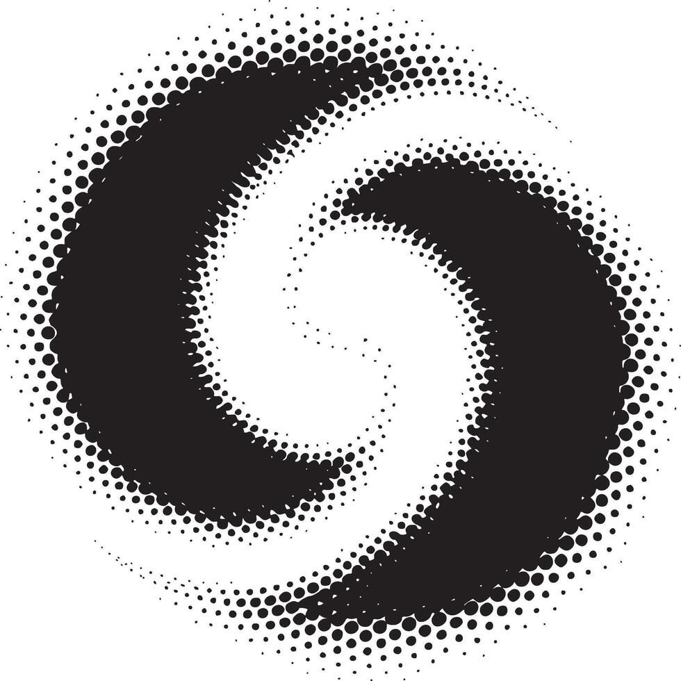 Circular swirl pattern created with black halftone dots on a white background forming a vortex shape vector