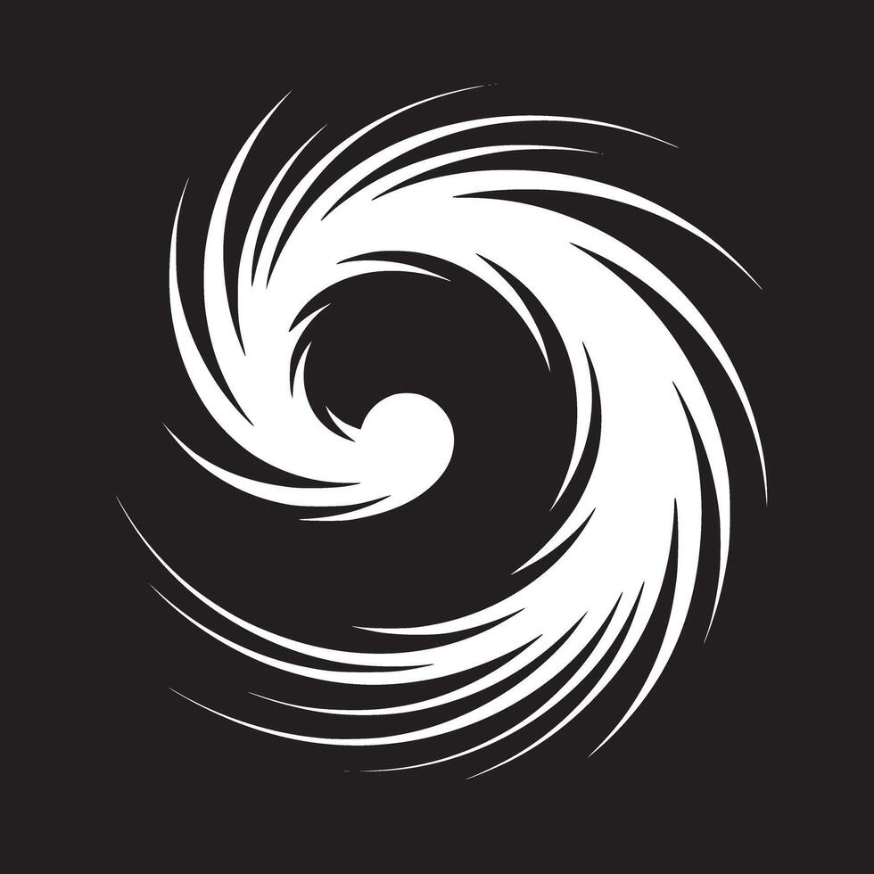 White swirling vortex design on a black background creating a dynamic and abstract composition art vector