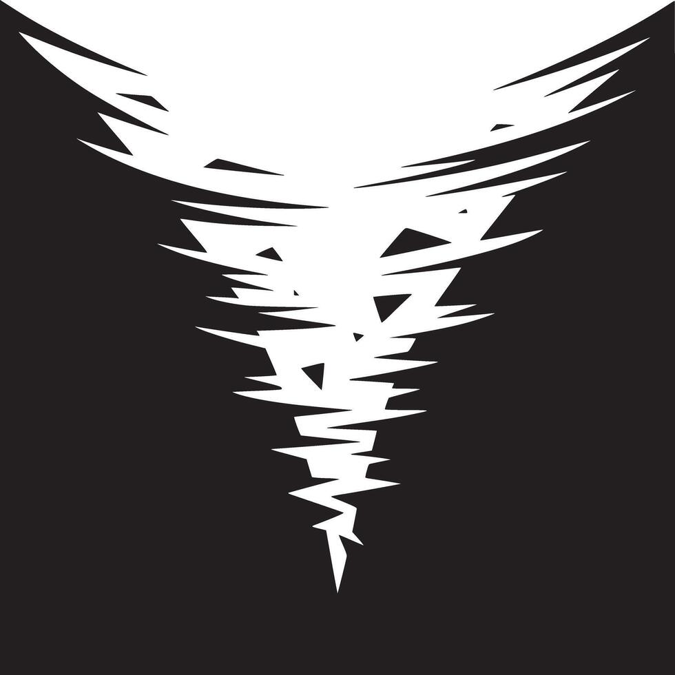 Abstract white tornado shape on a black background creating a visually striking and dynamic composition vector