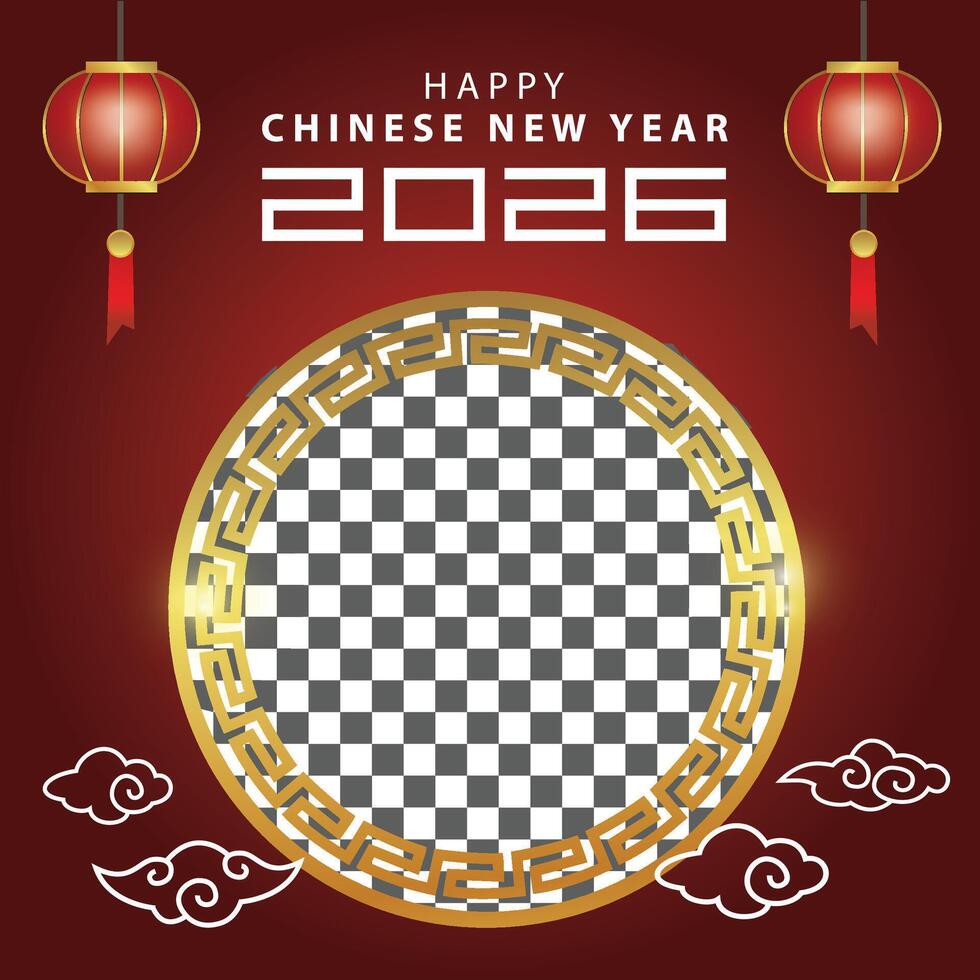 elegant happy chinese new year 2026 with gold circle and empty background vector