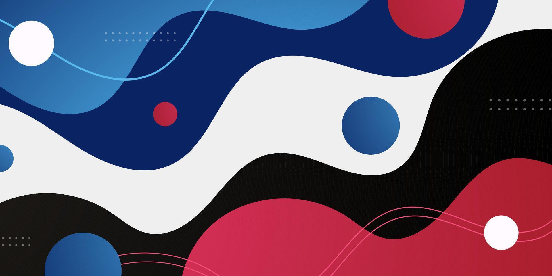 Horizontal abstract banner background with blue and red wave fluid pattern on white color background. vector