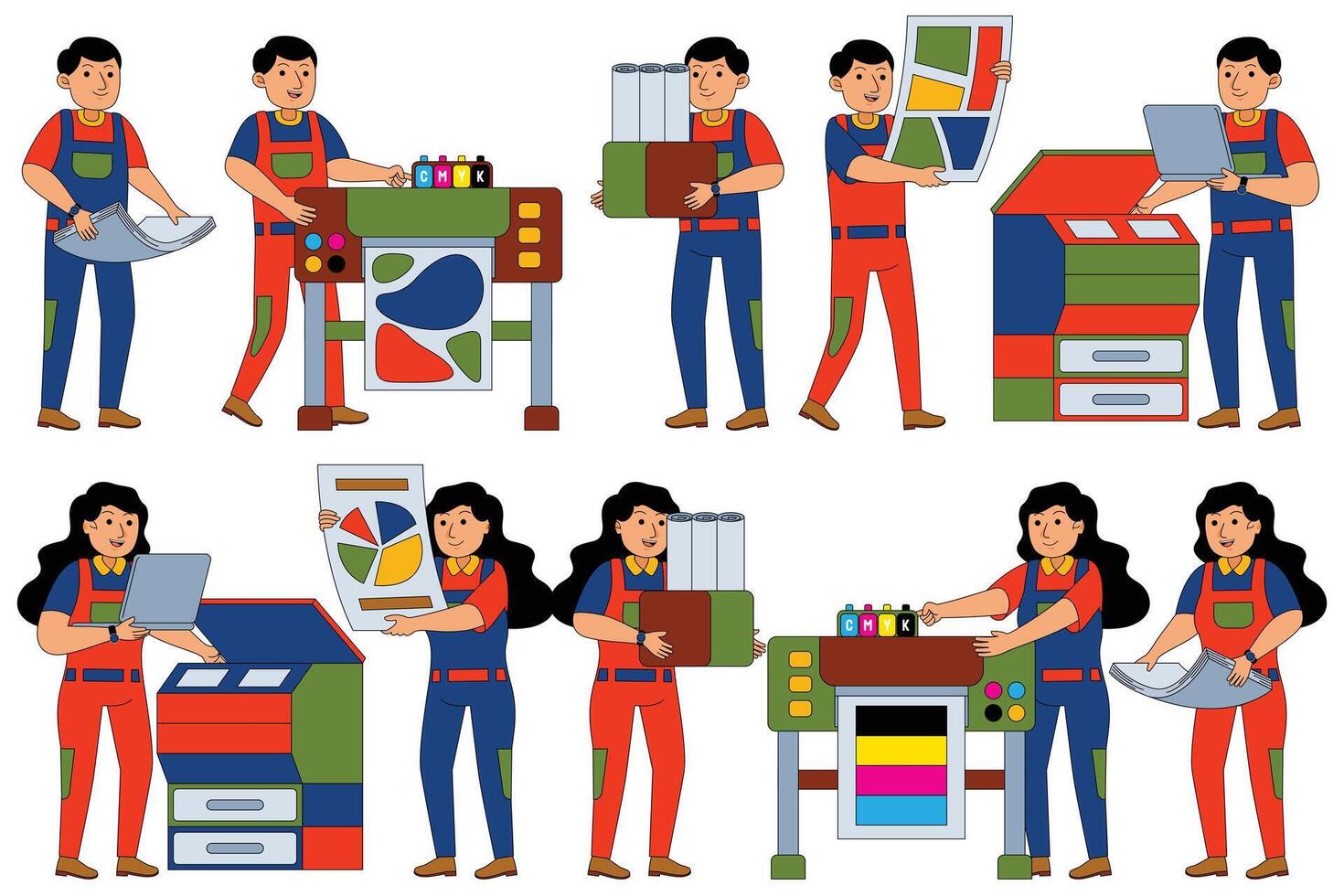 Characters working in a design studio vector