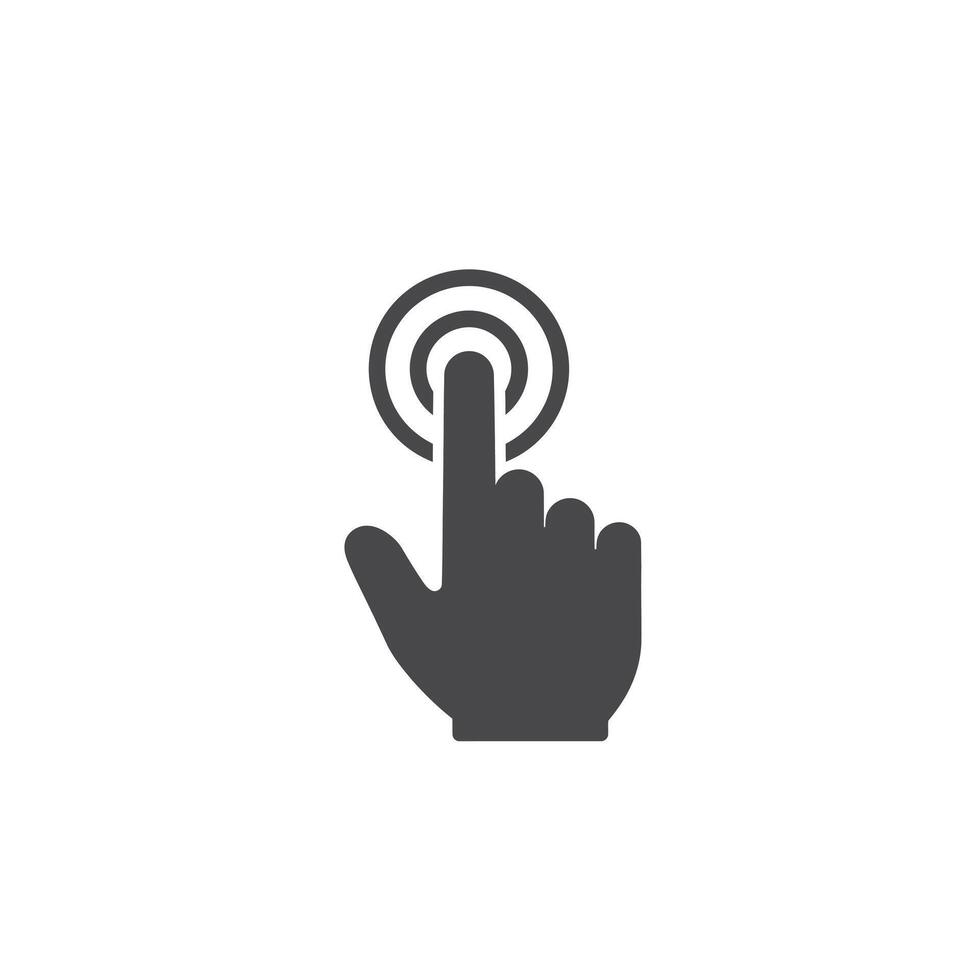 Solid icon of a hand pressing a panic button for emergency alarms and distress signals vector