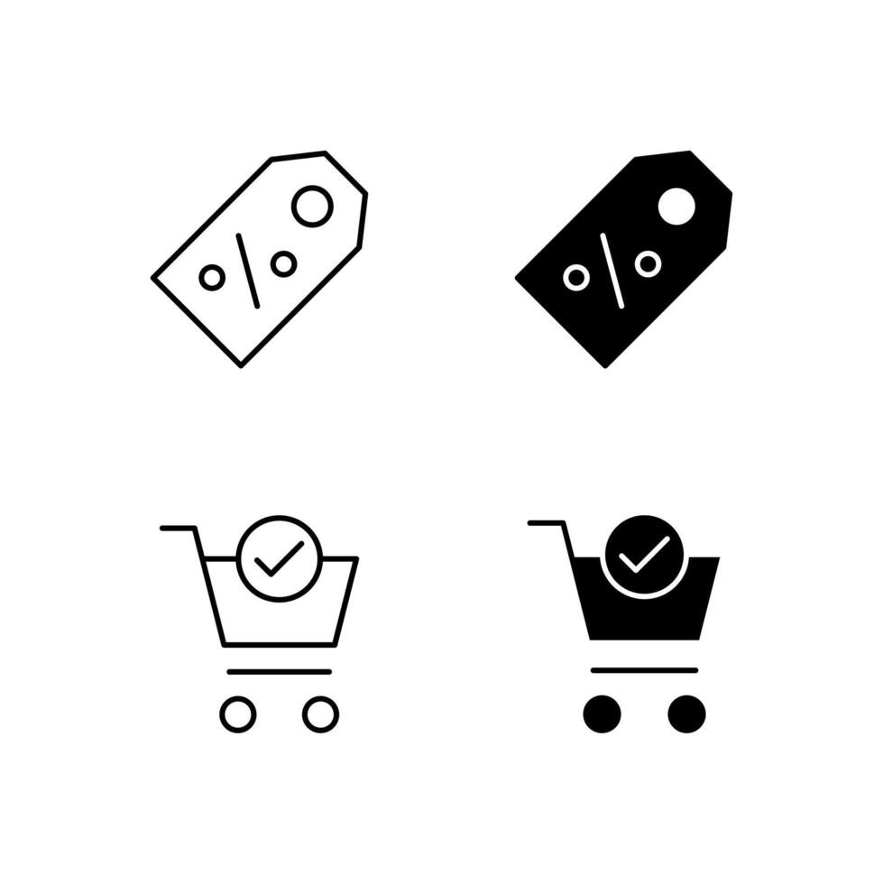 User Interface Discount and Checkout Icons in Glyph and Line Variation vector