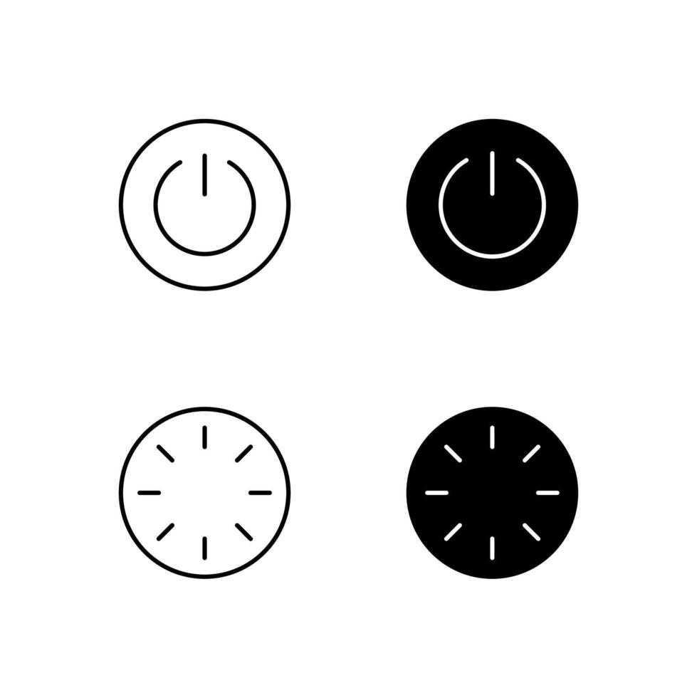 Web Dashboard Power Button and Reboot Icons in Mixed Line and Solid vector